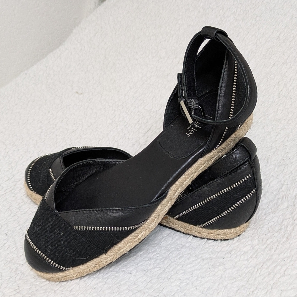 Botkier New York Hudson Zipper Ankle Strap Black Espadrille Sandal 6